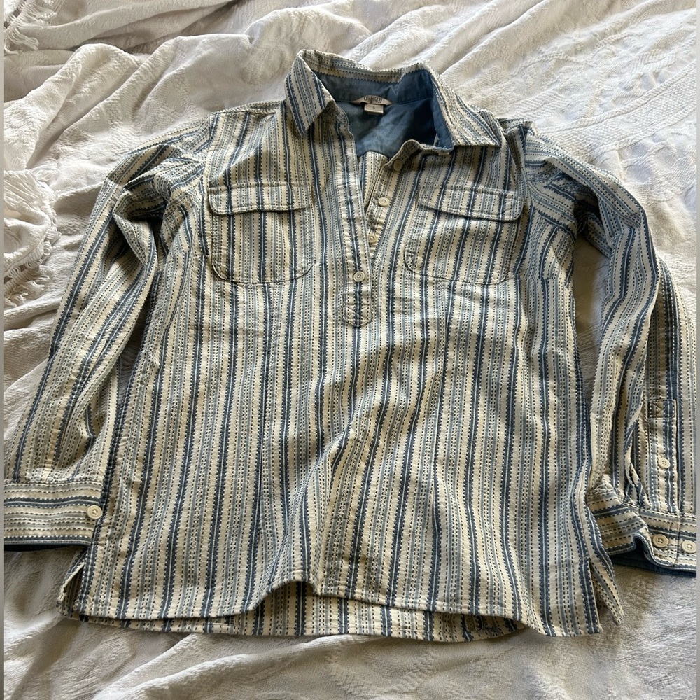 Duluth Trading Half Button Pullover Textured Shir… - image 1